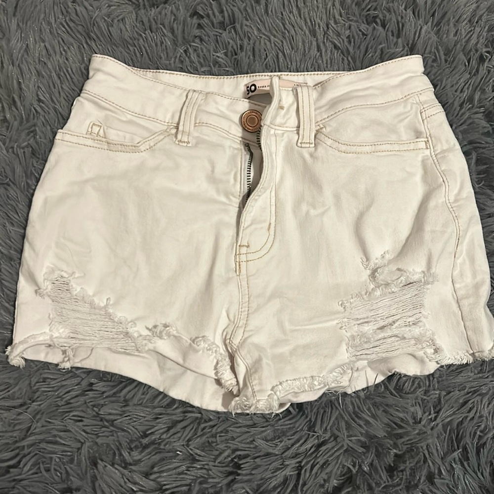 SO White jean shorts